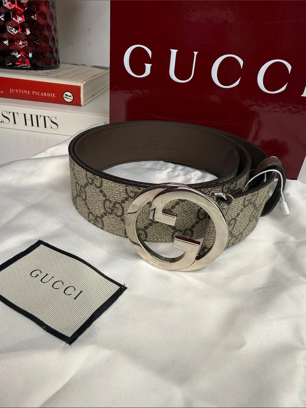 Gucci GG Supreme Belt with Interlocking G Buckle - Size: 34 - AUTHENTIC